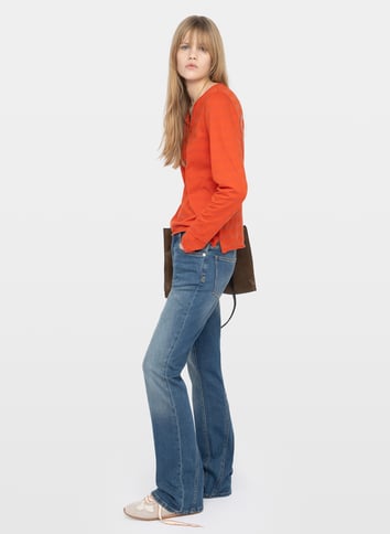 Tee-shirt droit col tunisien en coton ZADIG&VOLTAIRE Orange